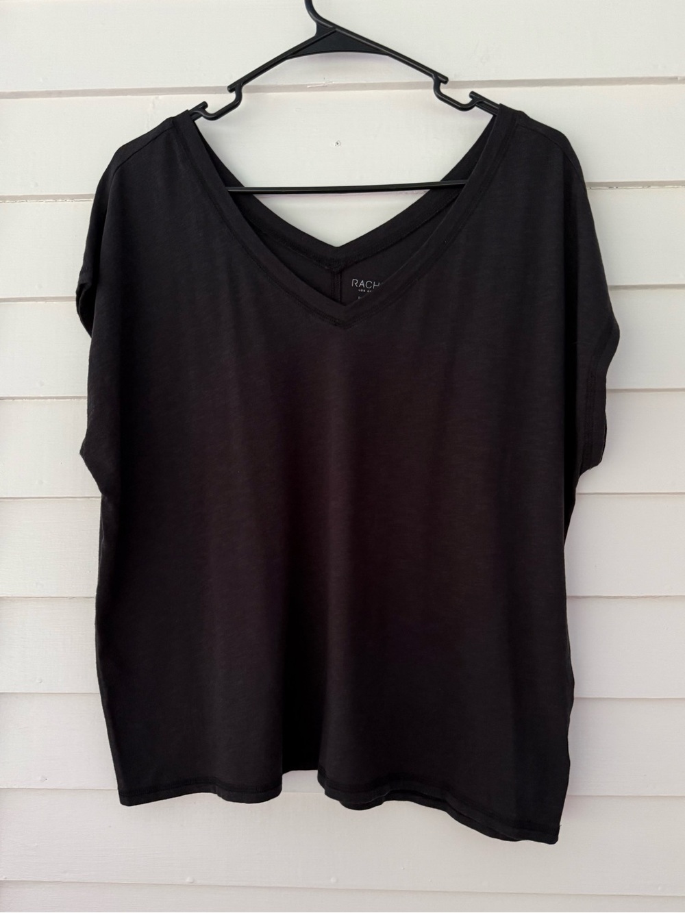 Rachel Zoe | Layering Essentials Black V-Neck Modal Blend Tee XL